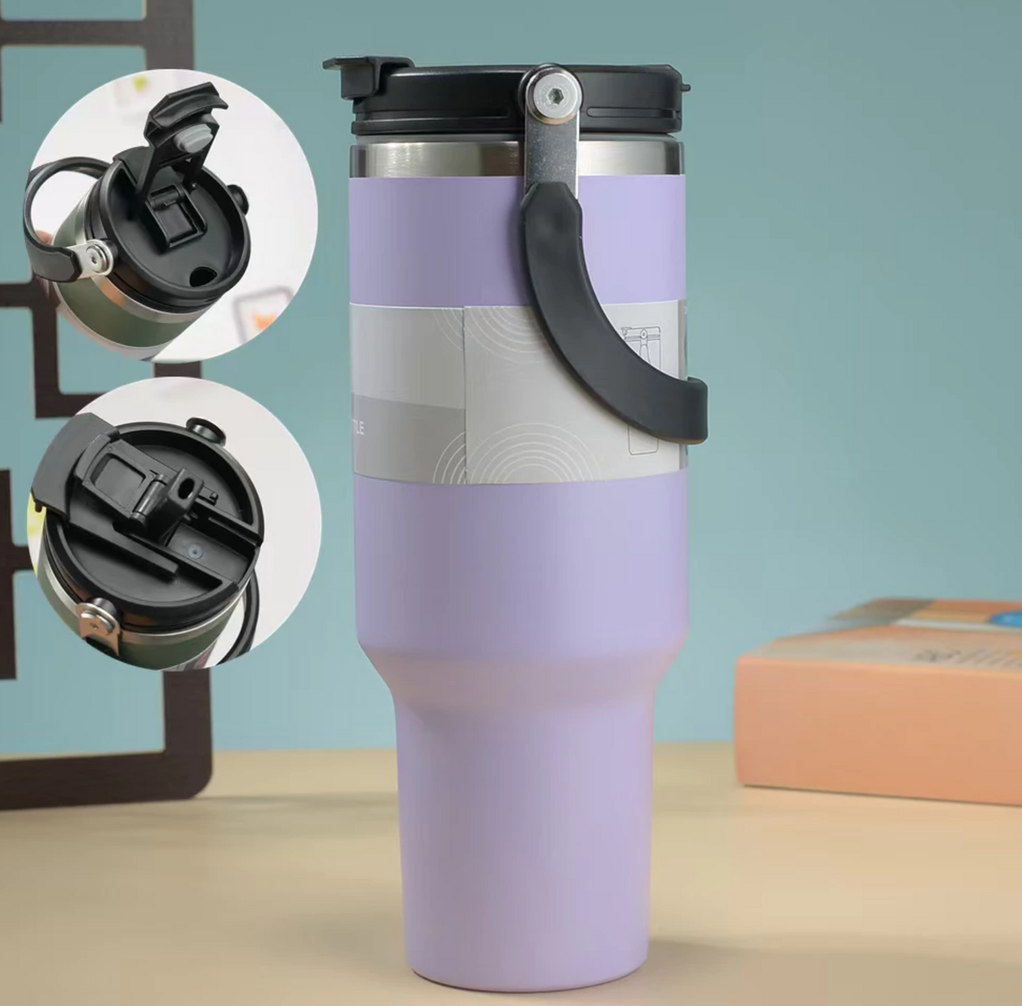 Tumbler Insulated Stainless Steel With Handle & Built-in Straw 900ML 1200ML