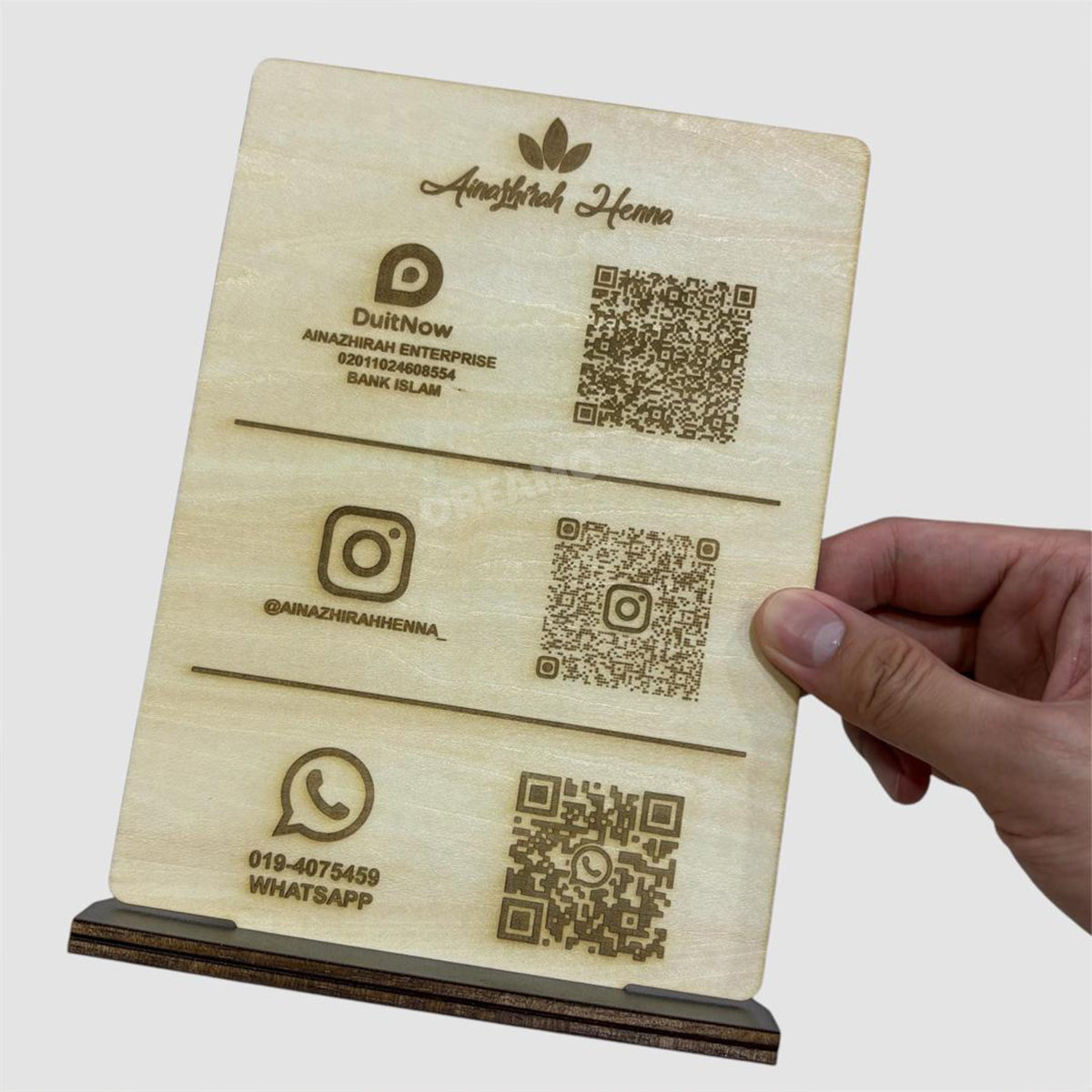 Wood QR Code With Stand Signage