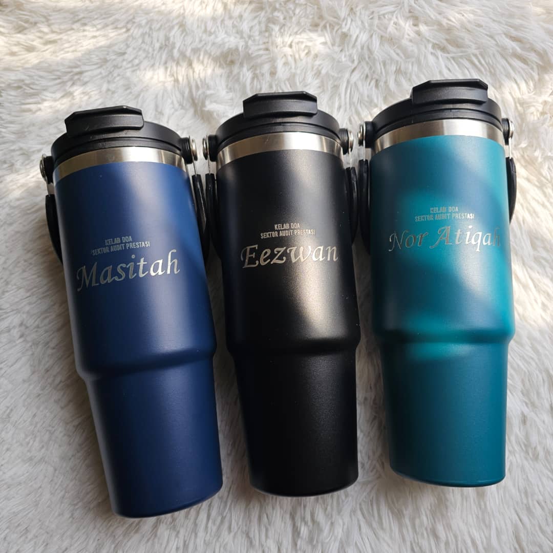 Tumbler Insulated Stainless Steel With Handle & Built-in Straw 900ML 1200ML