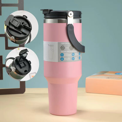 Tumbler Insulated Stainless Steel With Handle & Built-in Straw 900ML 1200ML