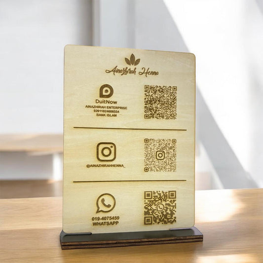 Wood QR Code With Stand Signage