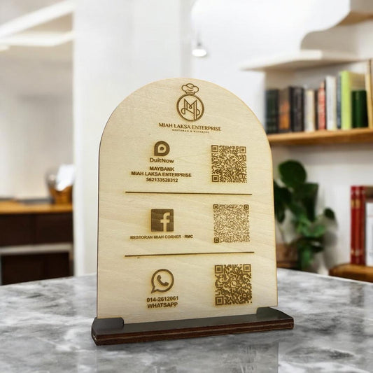 Arch Shape Wood QR Code With Stand Signage