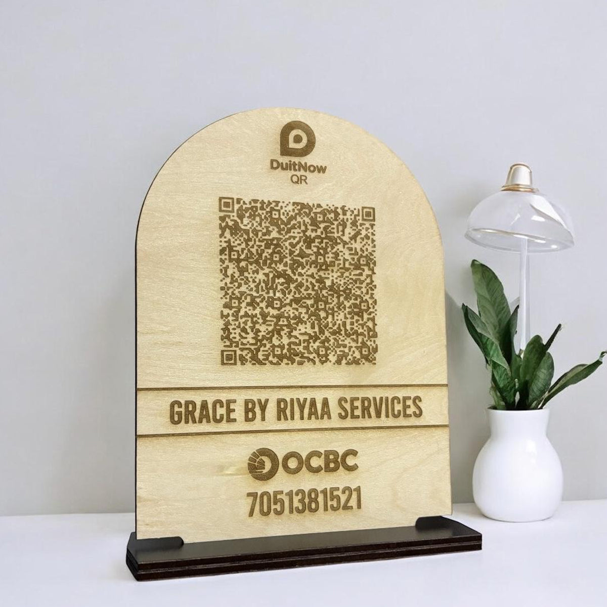 Arch Shape Wood Payment QR Code