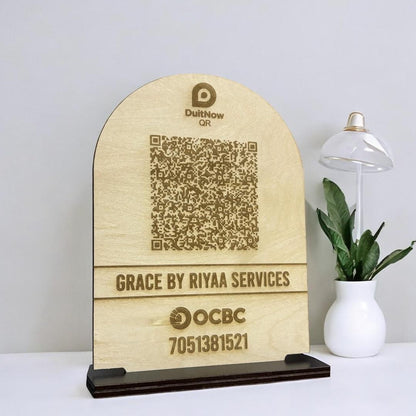 Arch Shape Wood Payment QR Code