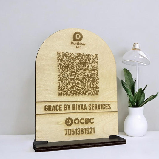 Arch Shape Wood Payment QR Code