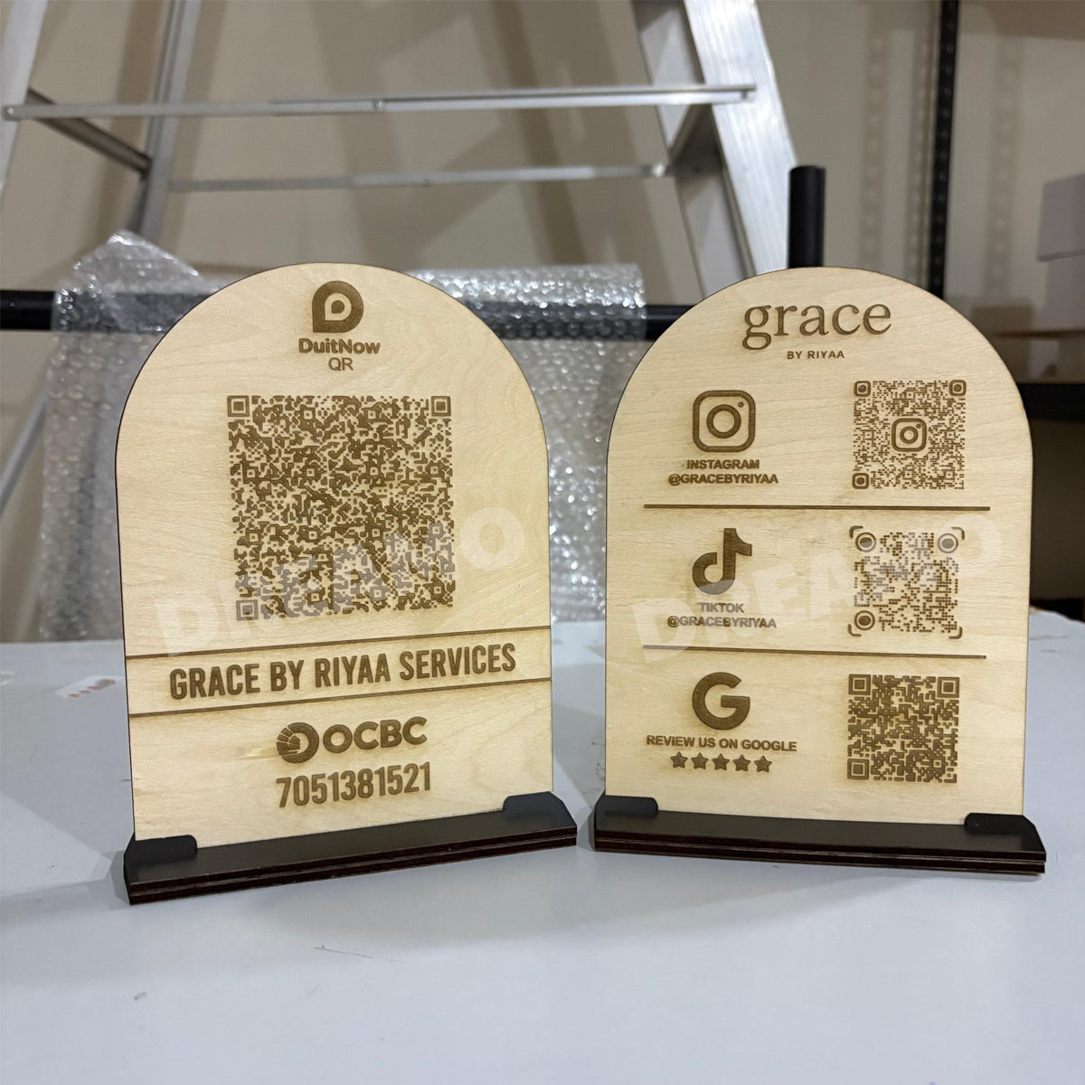 Arch Shape Wood Payment QR Code