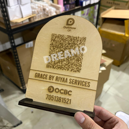 Arch Shape Wood Payment QR Code