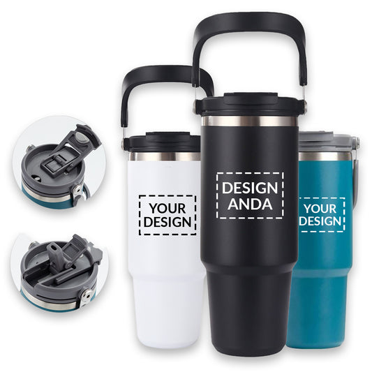 Tumbler Insulated Stainless Steel With Handle & Built-in Straw 900ML 1200ML