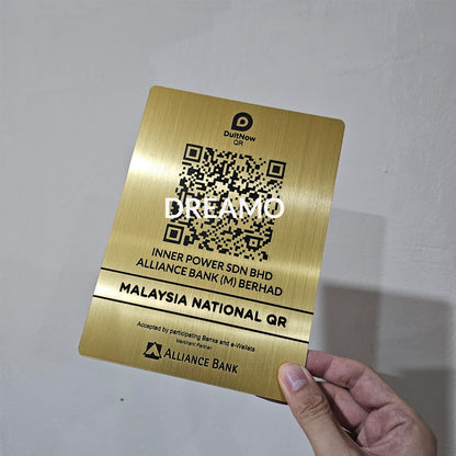 QR Code DuitNow Touch 'n Go eWallet Display Signage (Free Wood Stand)