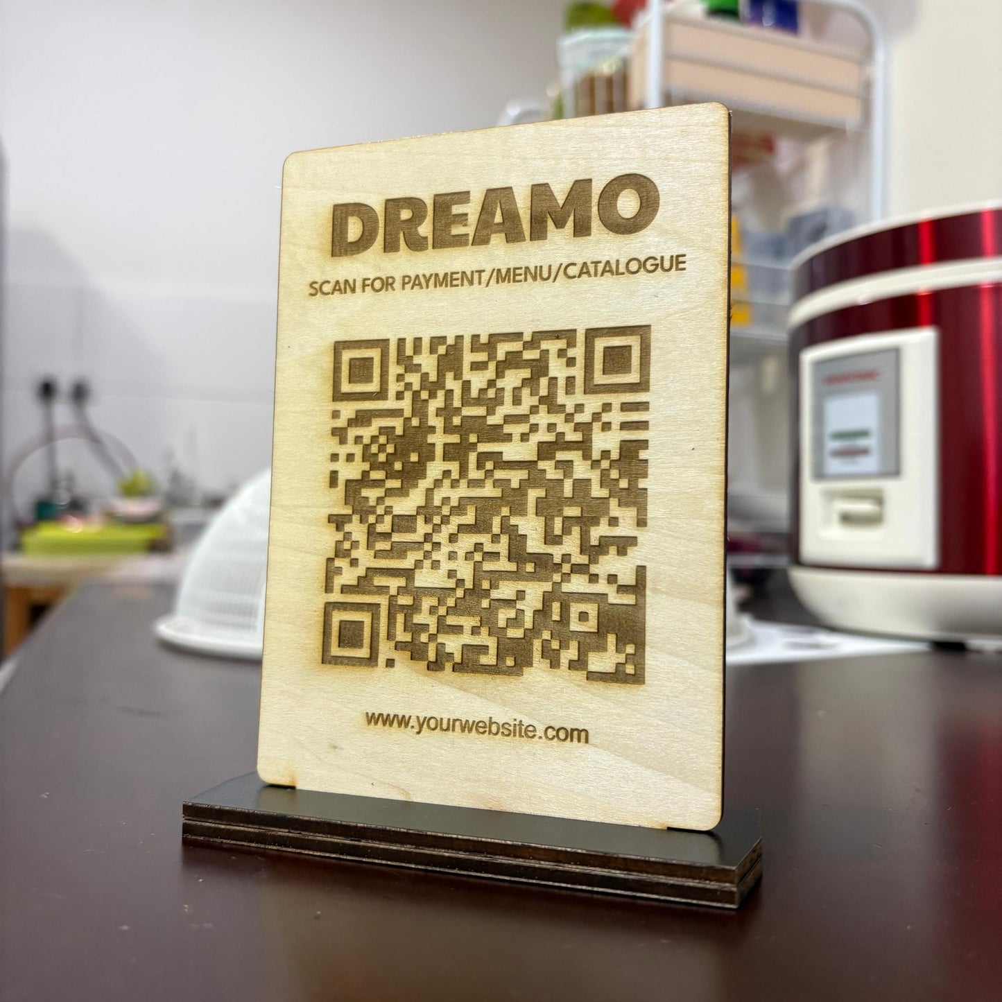 Small Wood QR Code With Stand