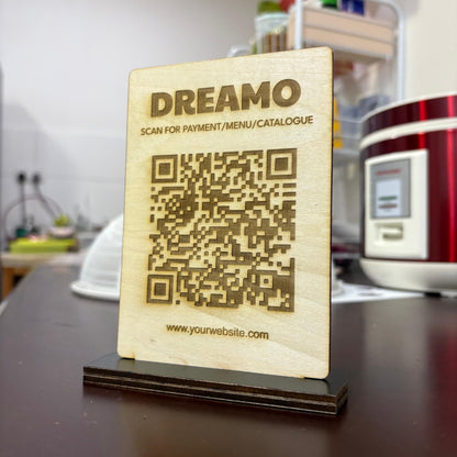 Small Wood QR Code With Stand