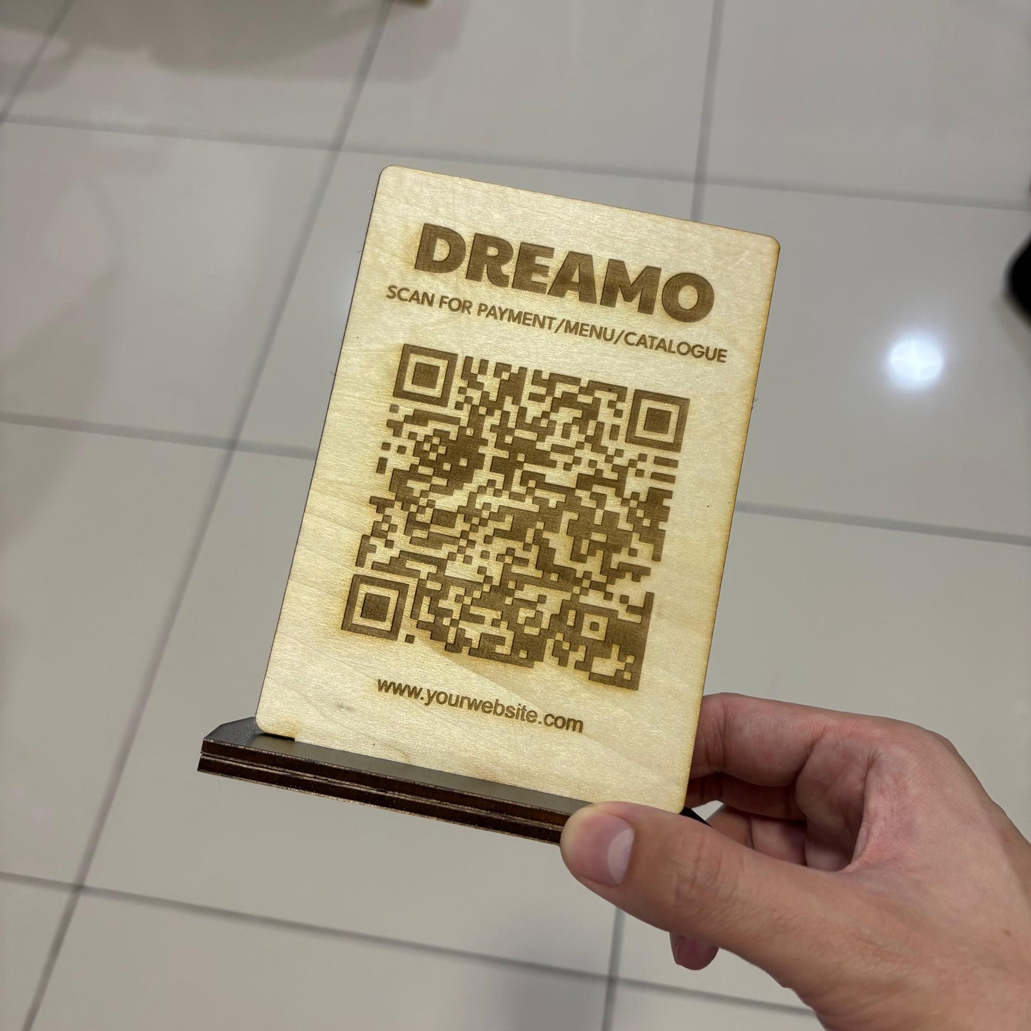 Small Wood QR Code With Stand