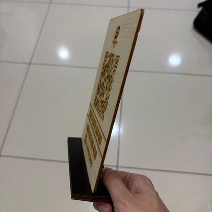 Wood QR Code DuitNow Touch 'n Go eWallet Display Signage