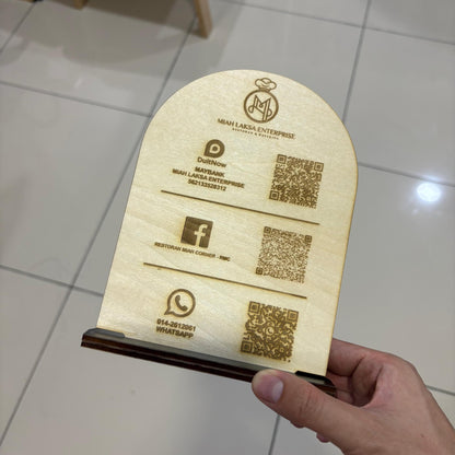Arch Shape Wood QR Code With Stand Signage