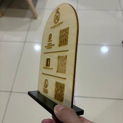 Arch Shape Wood QR Code With Stand Signage