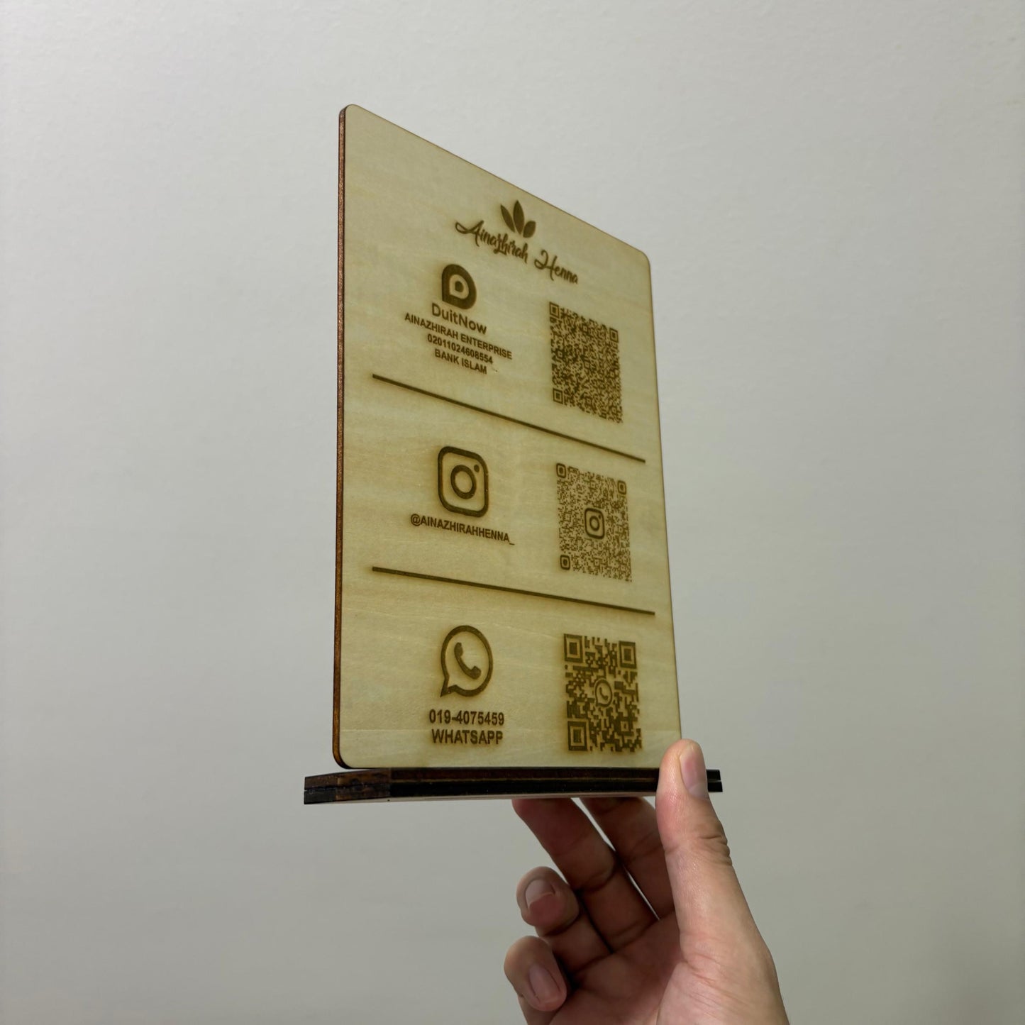 Wood QR Code With Stand Signage