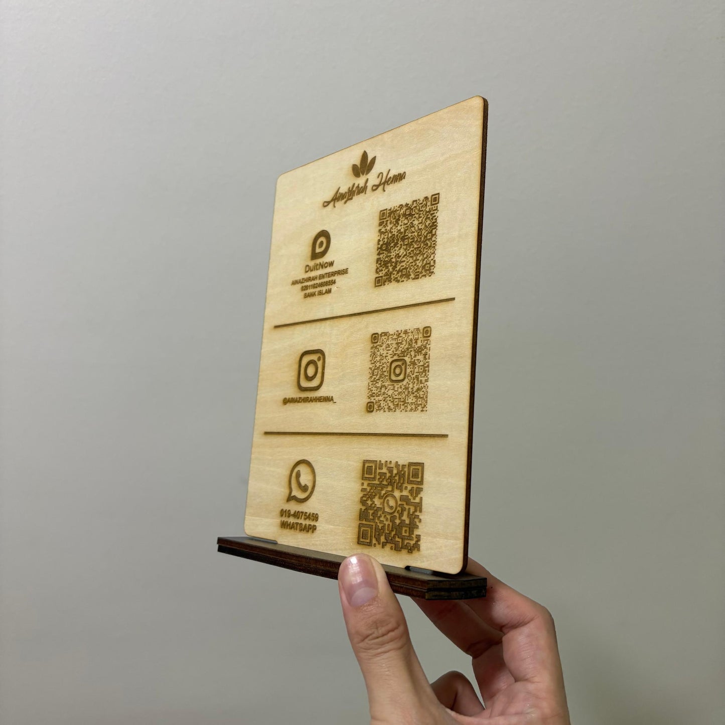 Wood QR Code With Stand Signage