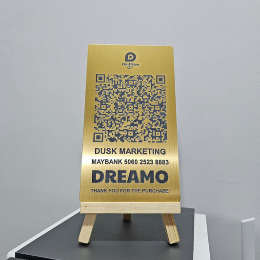 Mini QR Code DuitNow Touch 'n Go eWallet Display Signage (Free Wood Stand)