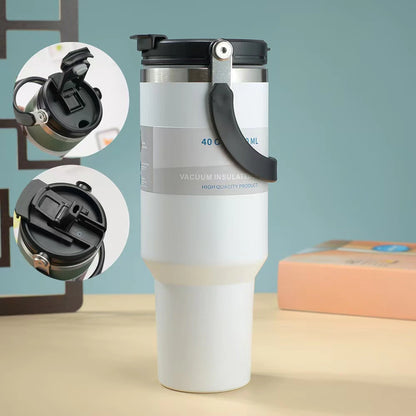 Tumbler Insulated Stainless Steel With Handle & Built-in Straw 900ML 1200ML